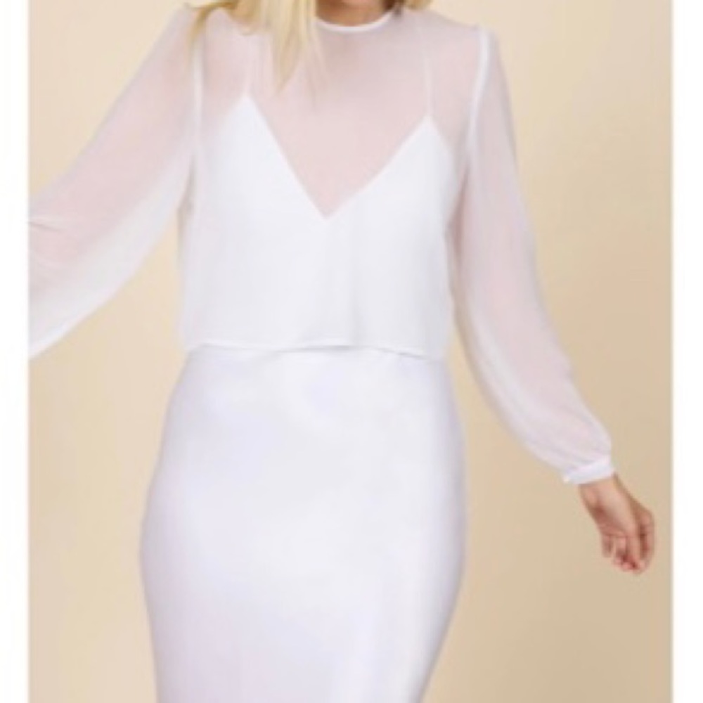 White long sleeve wedding dress topper